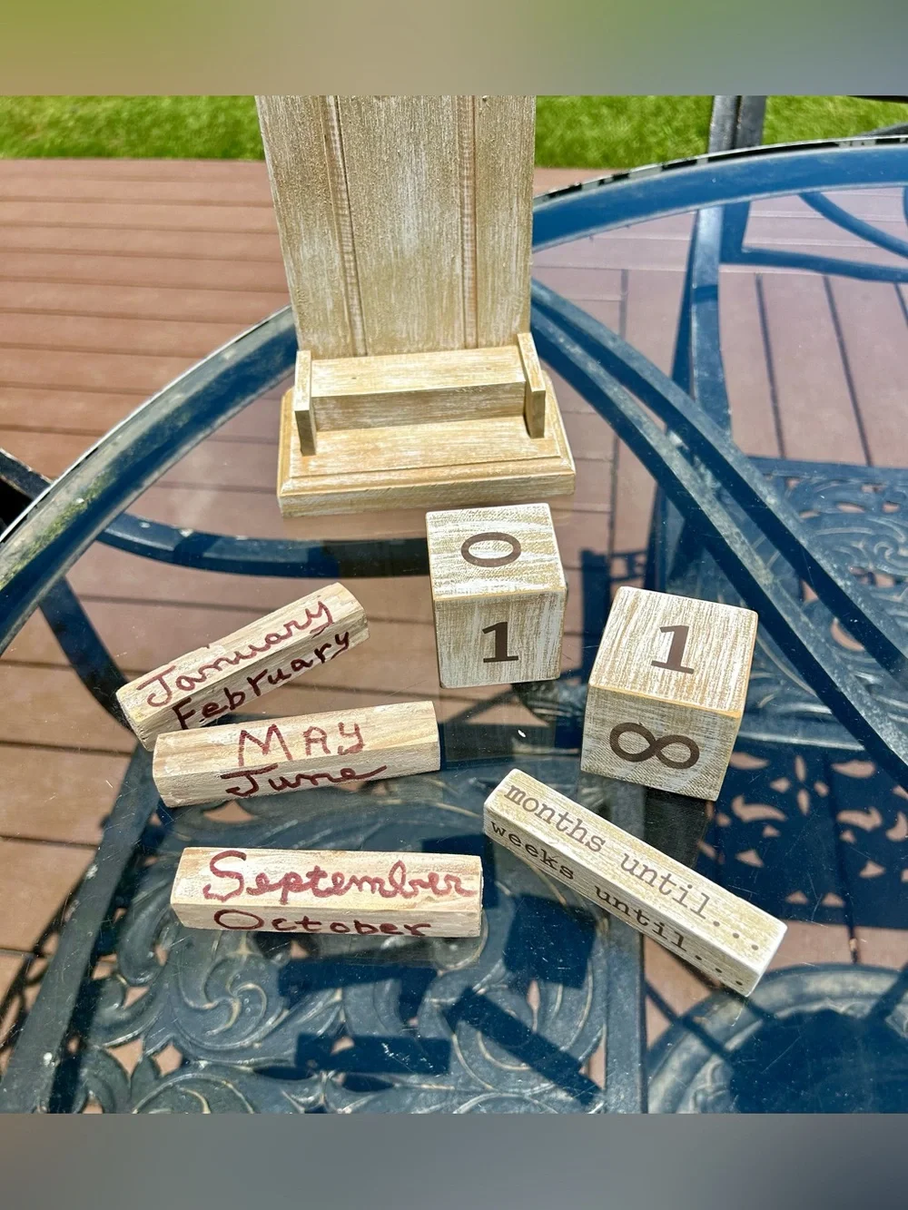 Demdaco Wooden Tabletop Block Calendar EUC